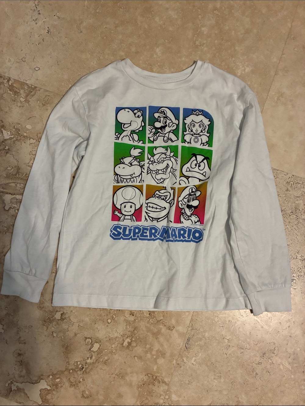Gap White Long-Sleeve Super Mario Character Grid Tee